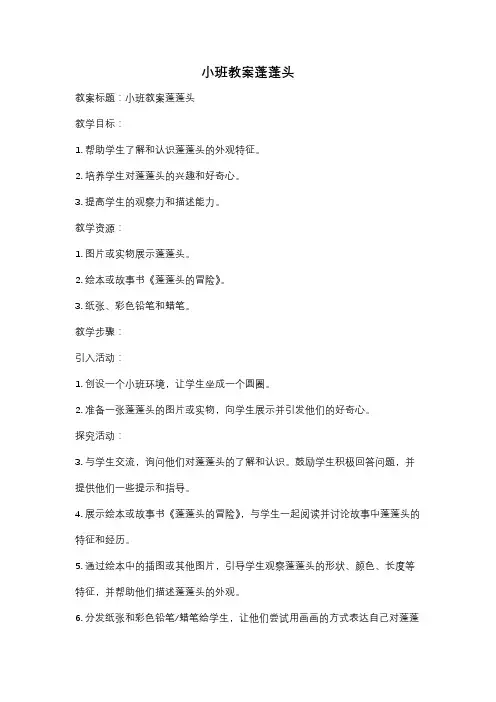 小班教案蓬蓬头