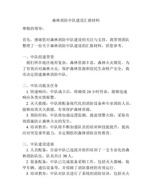 森林消防中队建设汇报材料