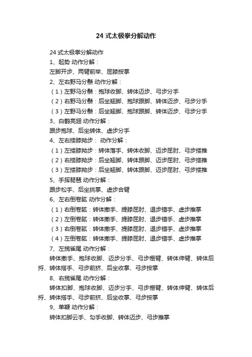 24式太极拳分解动作