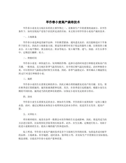 旱作春小麦高产栽培技术