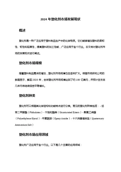 2024年塑化剂市场发展现状