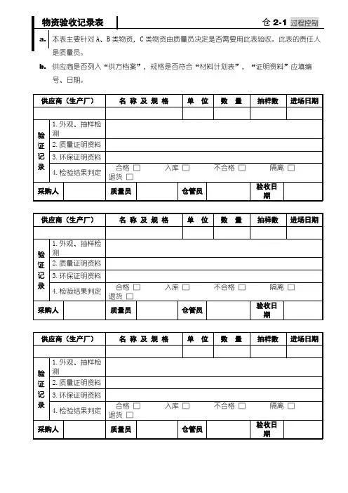 物资验收记录