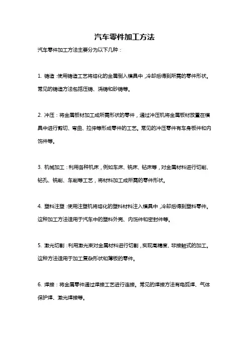 汽车零件加工方法