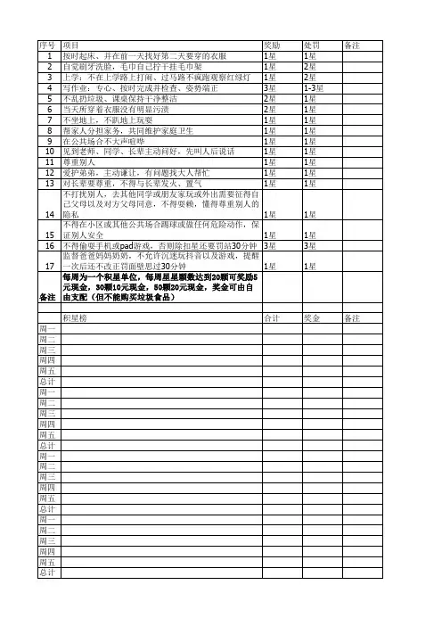 小学生日常行为表