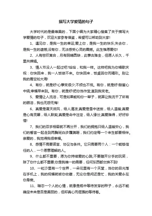 描写大学爱情的句子