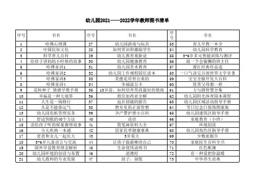 幼儿园2021——2022学年教师图书清单