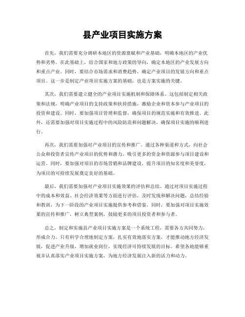 县产业项目实施方案