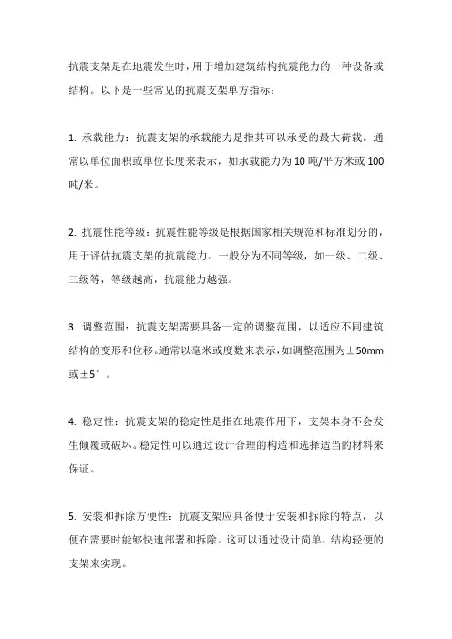 抗震支架单方指标