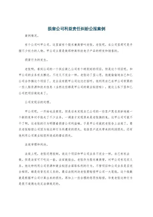 损害公司利益责任纠纷公报案例
