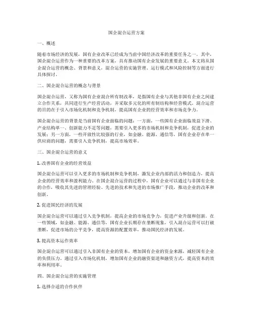 国企混合运营方案