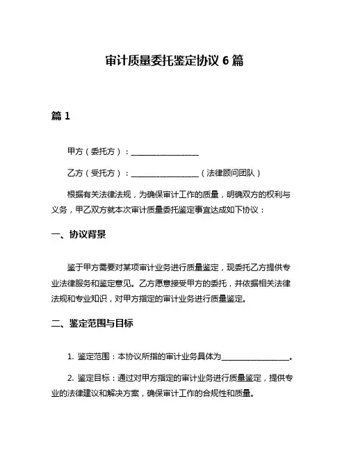 审计质量委托鉴定协议6篇