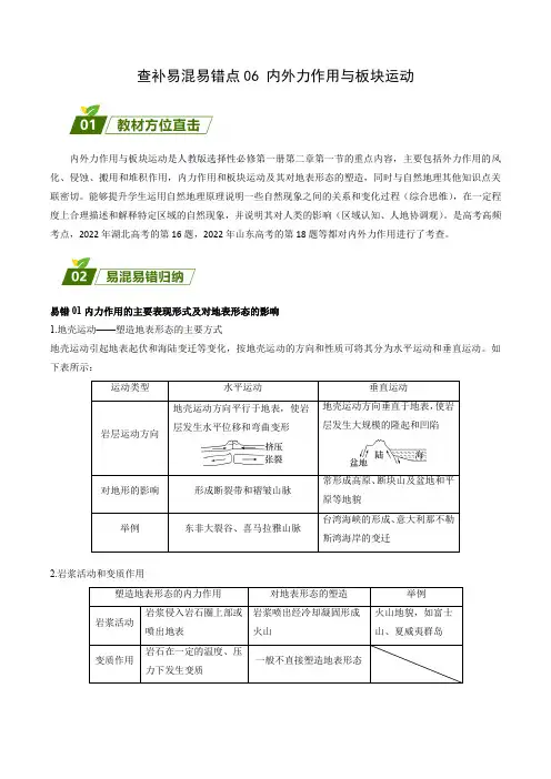 查补易混易错点06 内外力作用与板块运动-【查漏补缺】2023年高考三轮冲刺过关(解析版)