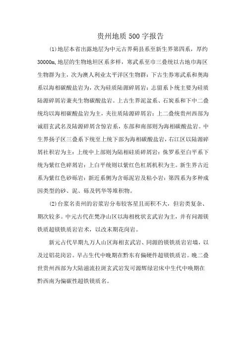 贵州地质500字报告