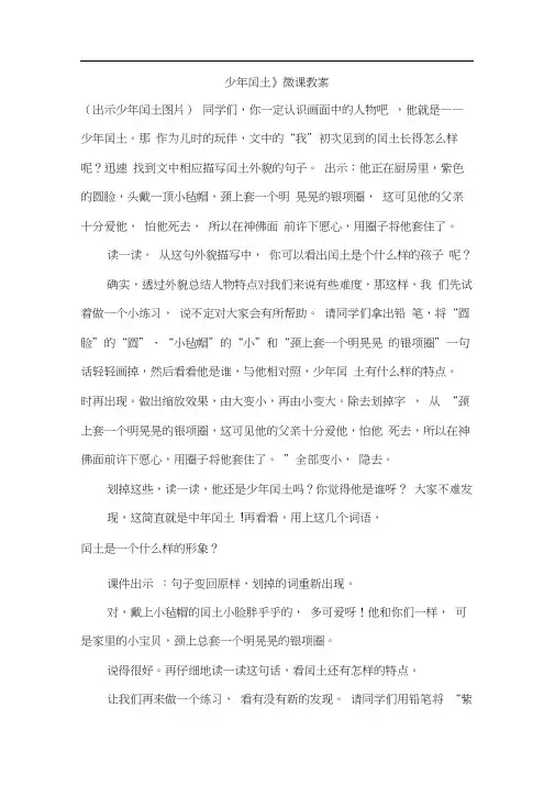 少年闰土微课教案定稿