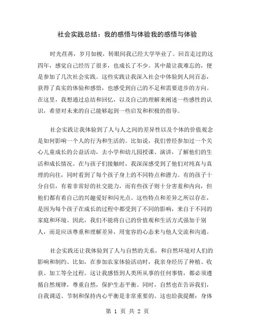 社会实践总结：我的感悟与体验