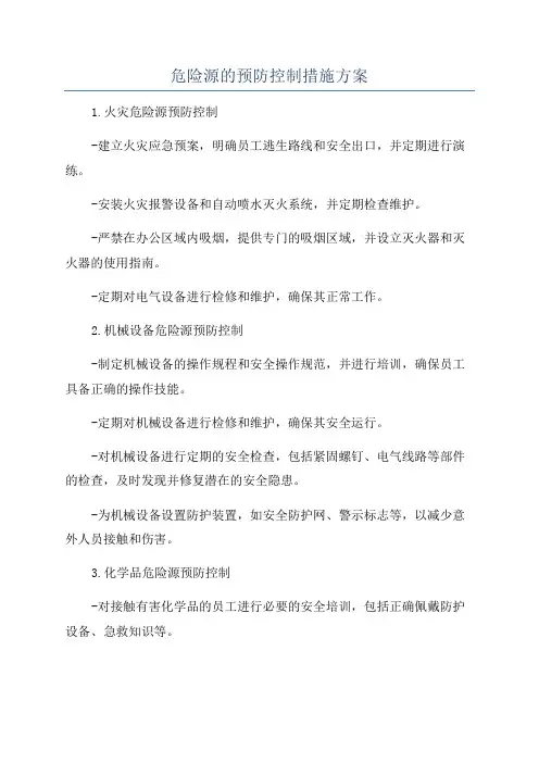 危险源的预防控制措施方案