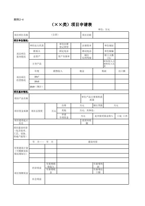2020年工业转型升级项目申请表