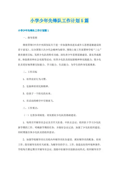 小学少年先锋队工作计划5篇