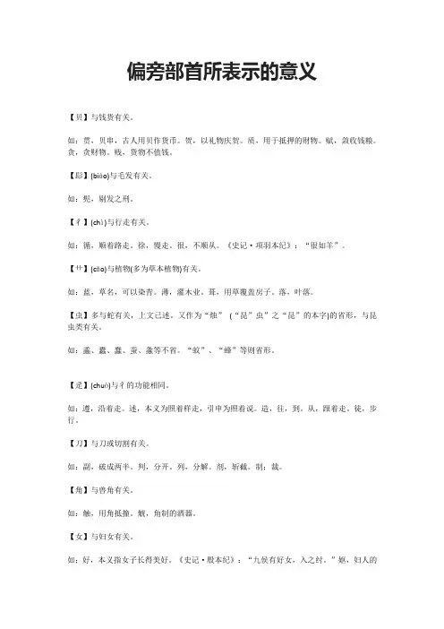 偏旁部首所表示的意义