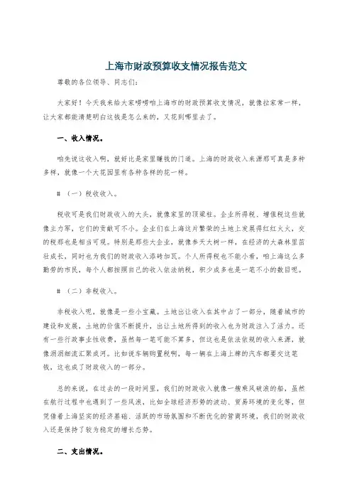 上海市财政预算收支情况报告范文