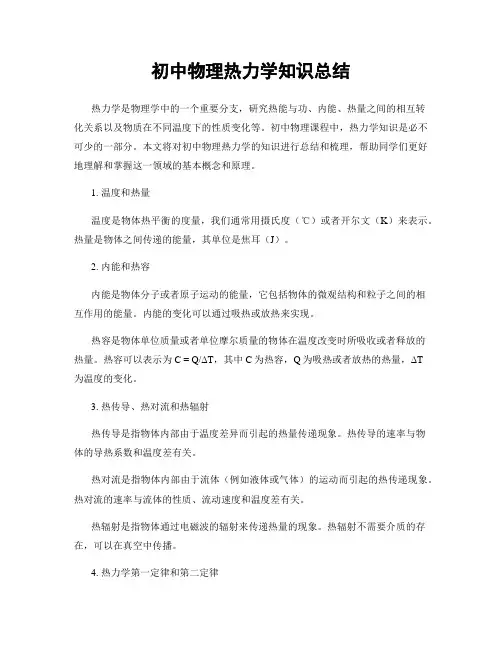 初中物理热力学知识总结