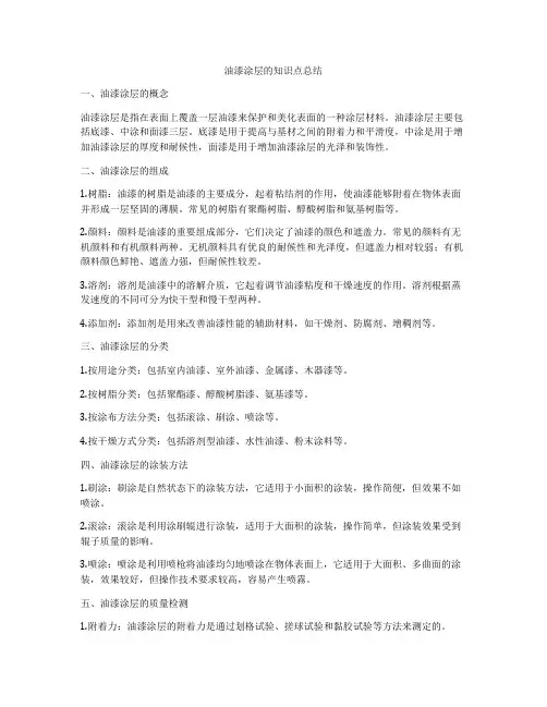 油漆涂层的知识点总结