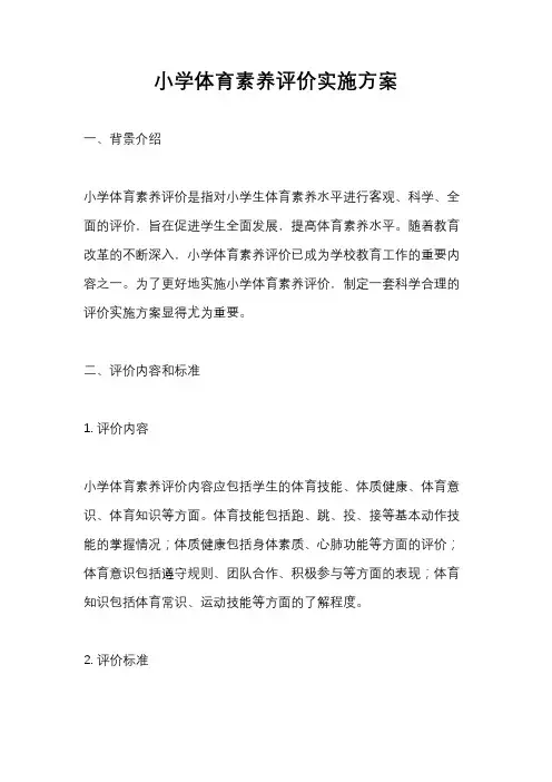 小学体育素养评价实施方案