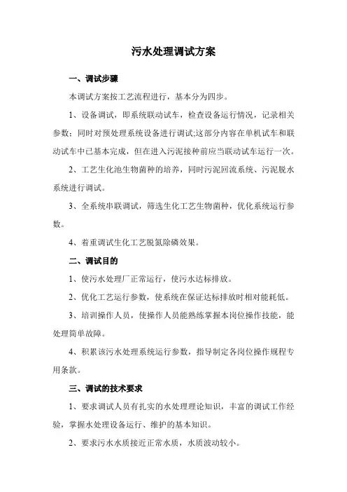 污水处理调试方案