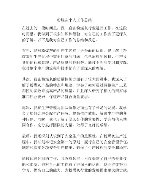 粉煤灰个人工作总结