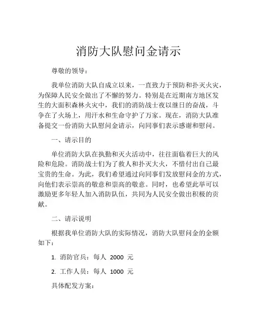消防大队慰问金请示