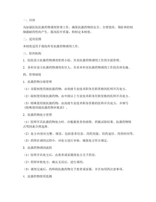 医院抗菌药物调剂管理制度