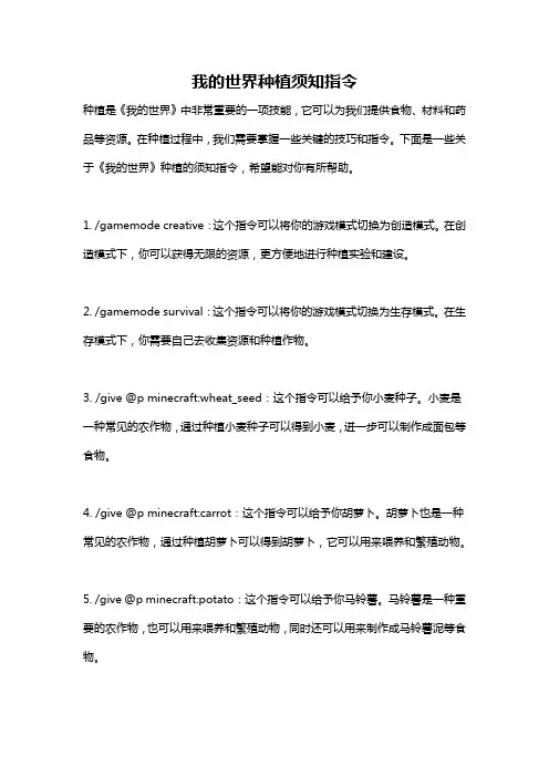 我的世界种植须知指令