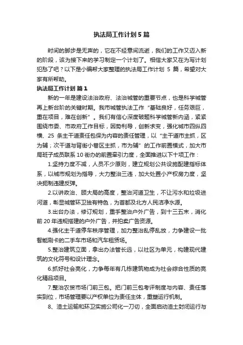 执法局工作计划5篇