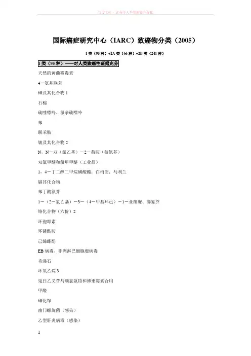 国家癌症研究中心(IRAC)致癌物分类 (1)