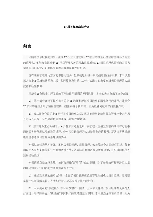 IT项目经理成长手记
