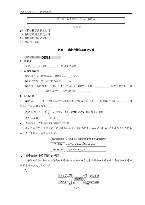 库仑力、电场力的性质