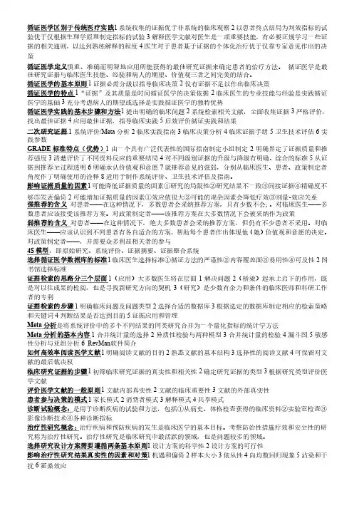 循证医学重点大全