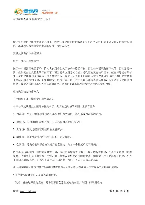 认清痘疤5种型 除疤方式大不同.docx