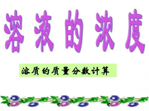 课题三溶质质量分数的计算