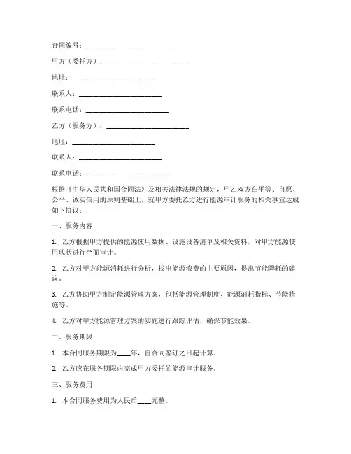 能源审计服务合同模板