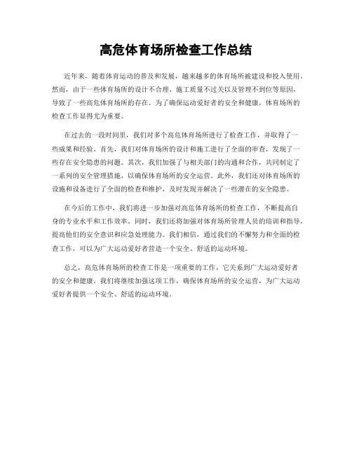 高危体育场所检查工作总结