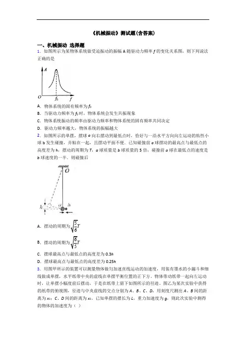 《机械振动》测试题(含答案)