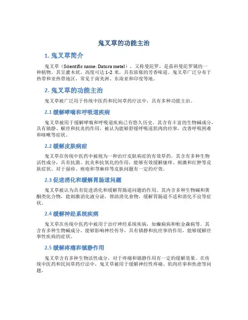 鬼叉草的功能主治