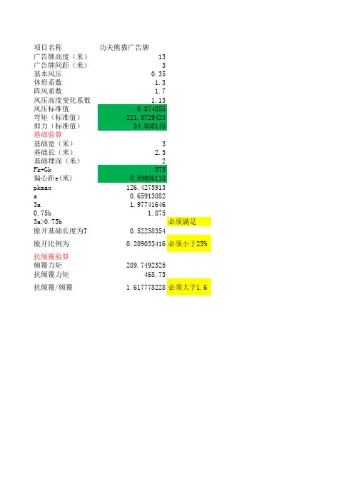 钢结构广告牌基础计算