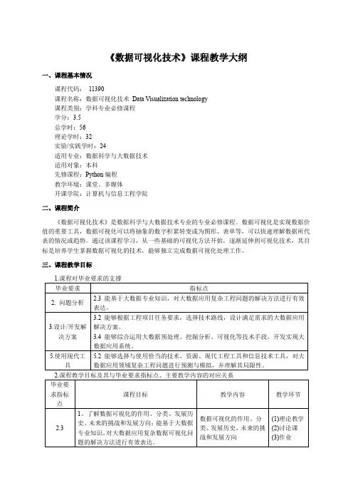 《数据可视化技术》理论课程教学大纲