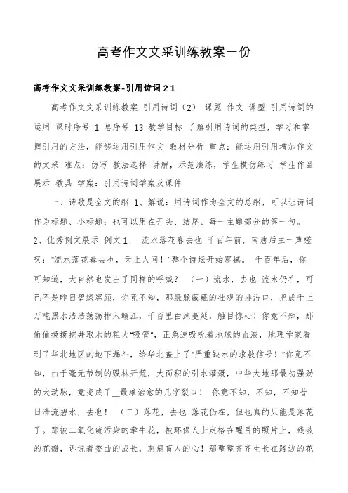 高考作文文采训练教案一份