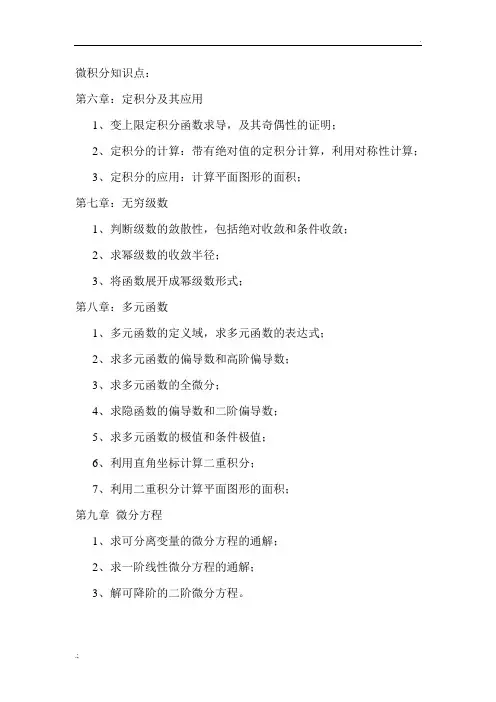 微积分知识点