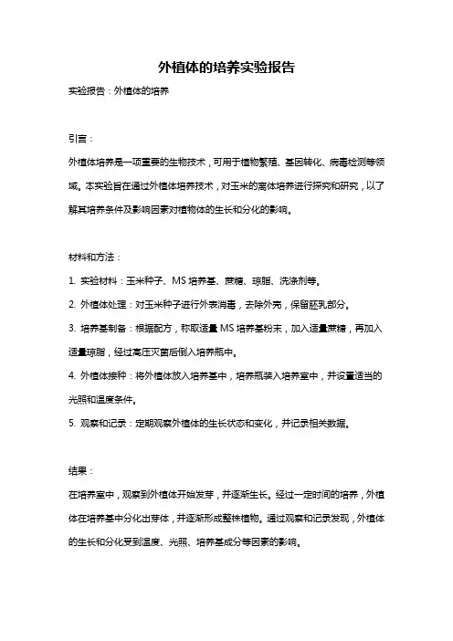 外植体的培养实验报告
