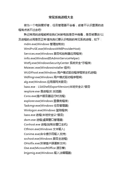常见系统进程大全