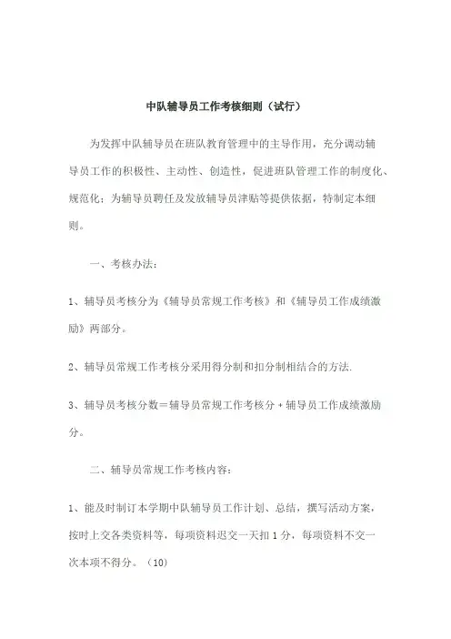 中队辅导员考核标准